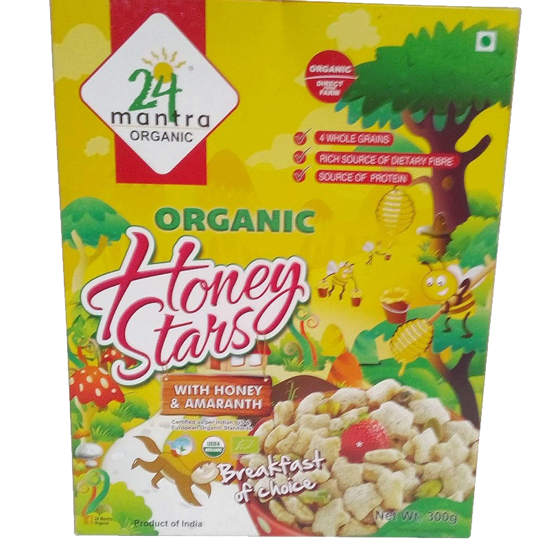 Picture of 24 Mantra Organic Honey Stars Honey & Amarnath Cereal - 300g