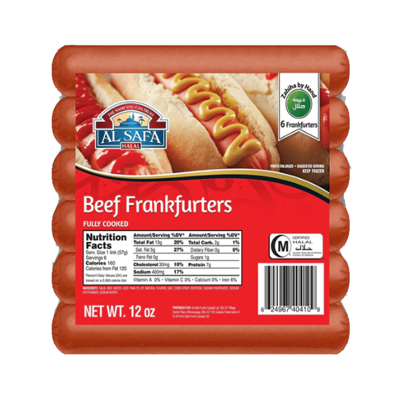 Picture of Al Safa Halal Beef Frankfurters FRZ -12oz