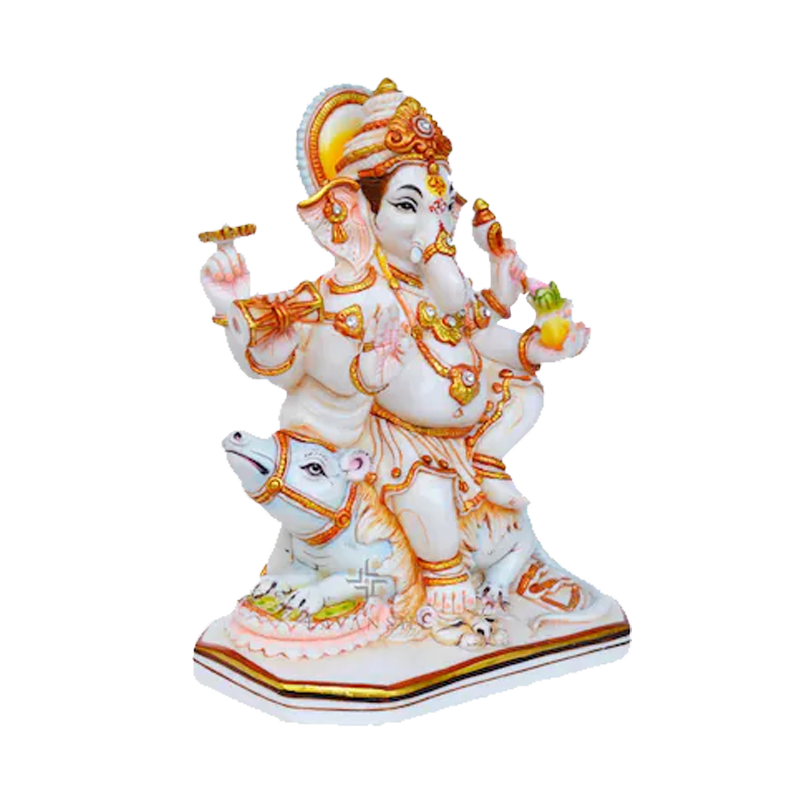 Picture of S White Fig Ganesha Statue Siting 3"